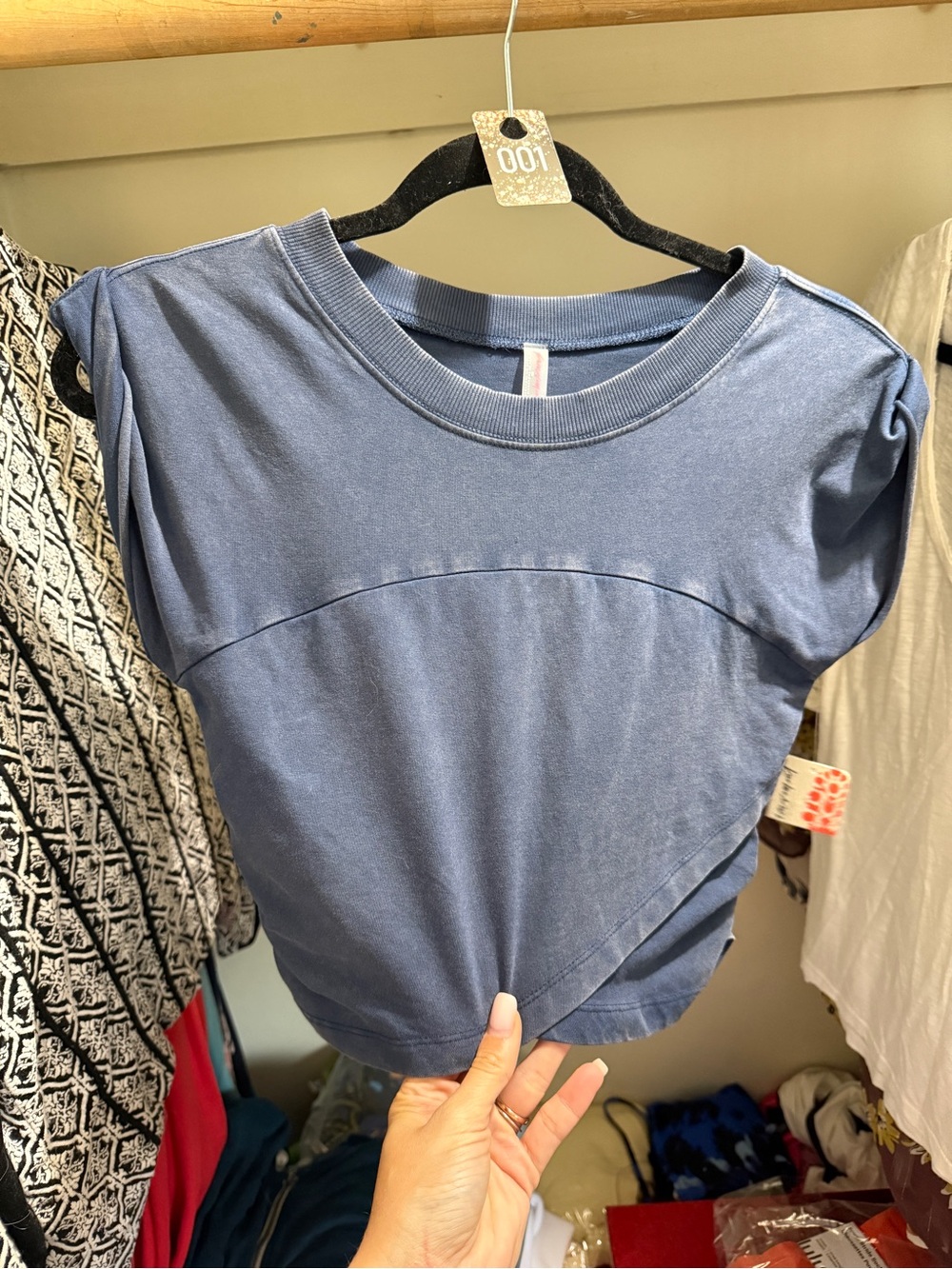 001 Free People Dusky Blue Cropped Crewneck Tee